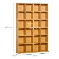 HOMCOM CD Storage Unit with Adjustable Shelves, 89 x 130.5 cm, Beech Wood Finish(m-3)