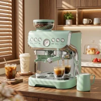HOMCOM 15 Bar Coffee Machine, with Adjustable Grind, Steamer and Accessories - Light Green(m-15)