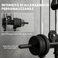 SPORTNOW Lat Machine da Parete con Pulegge Regolabili, Stazione a Cavi con Pulldown e Carico Pesi Regolabile, per Casa Palestra Multifunzione, Nero(m-6)