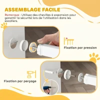 PawHut Barrière de sécurité barrière pour animal domestique longueur réglable dim. 75-115L x 76H cm blanc(m-6)