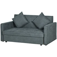 HOMCOM Modern Snow Flannel Loveseat Sofa Sleeper, 2 Seater Sofa Bed with Hidden Storage, Dark Grey(m-11)