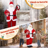 HOMCOM Moș Crăciun Animat Înalt de 120 cm Cântăreț și Dansator pe Baterii, Activare prin Sunet, Costum Roșu(m-4)