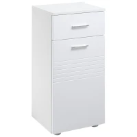 kleankin Badezimmerschrank Badschrank Multifunktionsschrank mit 1 Schublade 1 Türschrank Regal verstellbar Spanplatte Weiß 35 x 30 x 77,5 cm(m-1)