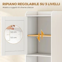 HOMCOM Mobile Bagno Alto con Cesto a Ribalta e Mensole, 40x30x170 cm, Bianco(m-6)
