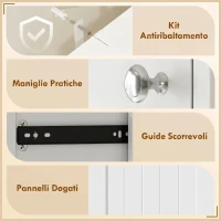 HOMCOM Armadietto da Bagno Bianco, Cesto Biancheria Inclinabile, Cassetti(m-8)