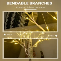 HOMCOM 4ft Artificial White Birch Tree Light with Warm White Pre-Lit LED Light for Indoor and Covered Outdoor Use(m-6)