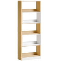 HOMCOM Bibliothèque d'angle rotative 350° à 5 niveaux, étagère de rangement extensible en forme L, 60-111x24x164cm, chêne