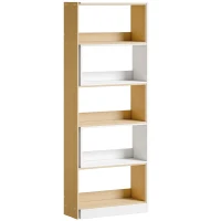 HOMCOM Bibliothèque d'angle rotative 350° à 5 niveaux, étagère de rangement extensible en forme L, 60-111x24x164cm, chêne(m-1)