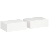 HOMCOM Set di 2 Comodini Sospesi Moderni con Cassetto in Legno, 40x30x15cm, Bianco(m-1)