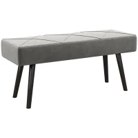 HOMCOM Panca Imbottita Fondoletto in Velluto con Gambe in Acciaio, 100x36x45cm, Grigio(m-1)
