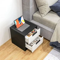 HOMCOM Set of Two Monochrome Two-Drawer Bedside Tables(m-9)