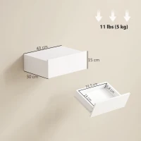 HOMCOM Set di 2 Comodini Sospesi Moderni con Cassetto in Legno, 40x30x15cm, Bianco(m-3)