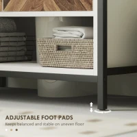 HOMCOM Under Sink Bathroom Cabinet, Rustic Under Sink Cabinet for Basin with or without Pedestal, Cream White and Walnut(m-7)