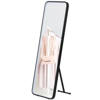 HOMCOM Standspiegel Wandspiegel Ganzkörperspiegel inklusive Wandbefestifung, 151,5 x 50 x 4 cm, Schwarz(m-11)