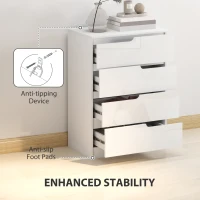 HOMCOM Chest of Drawers and Bedside Table, Modern, High Gloss(m-6)