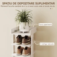 HOMCOM Suport pentru Pantofi cu 9 Rafturi și 2 Cârlige, 30x30x128,4 cm, Alb(m-6)