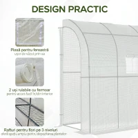 Outsunny 7' x 3' x 7' Outdoor Walk-In Greenhouse, Plant Nursery with Roll-up Windows, PE Cover, and 3 Wire Shelves, White(m-10)
