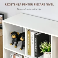 HOMCOM Dulap bibliotecă pentru depozitare cu 3 niveluri și 8 rafturi, din MDF, 97.5x30x100 cm, alb(m-6)