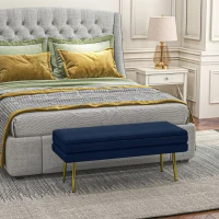 HOMCOM Sitzbank Polsterbank, mit Stauraum, Stahl, 100 cm x 37,5 cm x 42 cm, Blau(m-10)