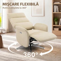 HOMCOM Fotoliu Reclinabil Electric, Rotativ, cu Suport pentru Picioare, USB, Bej(m-5)