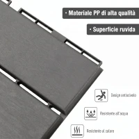 Outsunny Set 9 Mattonelle a Incastro per Terrazzo, Piastrelle per Pavimenti, Piastrelle per Esterno in PP Antiscivolo, Area: 0.81 mq, 30x30x2cm, Grigio Scuro(m-4)