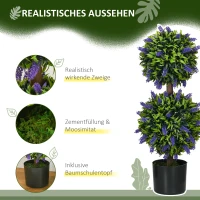 HOMCOM Kunstlavendelbomen, Set van 2, met Cementen Bloempot, Ø15x70 cm, Groen(m-5)