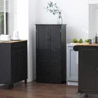 HOMCOM Buffet de cuisine armoire de cuisine contemporaine multi-rangements 2 placards 3 étagères 60 x 30 x 123 cm noir(m-11)