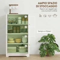 HOMCOM Credenza Cucina in Legno con 2 Armadietti, 4 Ante, 2 Ripiani Regolabili, per Sala da Pranzo, Soggiorno, Bianco(m-5)
