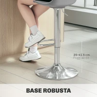 HOMCOM Set 2 Sgabelli da Bar con Schienale e Poggiapiedi, in PP, Pelle PU e Acciaio, 38x42x82-104 cm, Grigio(m-7)