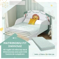 AIYAPLAY Pat pentru Copii 3-8 Ani din Lemn cu Spațiu de Depozitare și Bariere Laterale, 150x77x60 cm, Verde(m-8)