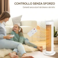 HOMCOM Termoventilatore Ceramico 2000W con 3 Temperature Regolabili, Timer 15H, Telecomando, Bianco(m-8)