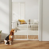 PawHut Barrière de sécurité barrière pour animal domestique longueur réglable dim. 75-115L x 76H cm blanc(m-10)