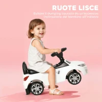 HOMCOM Macchinina per Bambini Cavalcabile con Volante, Fari e Musiche, Età 18-36 Mesi, Bianco(m-5)