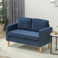 HOMCOM Small Two-Seater Corduroy Sofa - Blue(m-10)