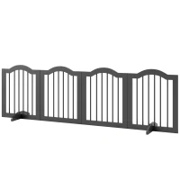 PawHut Absperrgitter Hund Freistehendes Schutzgitter mit Füßen, Klappbar Hundegitter, 4 Paneelen, 208 x 29,5 x 61 cm, Schwarz(m-11)