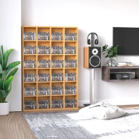 HOMCOM CD Storage Unit with Adjustable Shelves, 89 x 130.5 cm, Beech Wood Finish(m-2)