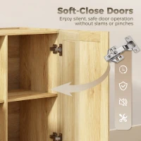 HOMCOM Sideboard Buffet Cabinet, 133 cm Storage Cabinet with 2 Open Shelves, 2 Cupboards and Soft Close Doors, Natural(m-5)