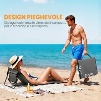 Outsunny Conjunto de 2 Esterillas de Playa Plegable con Respaldo Reclinable y Correa de Transporte 142x51x40 cm Gris(m-6)