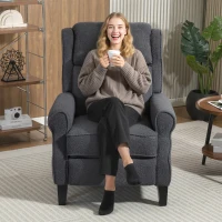 HOMCOM Fauteuil relax inclinable en polaire Teddy, fauteuil de relaxation avec repose-pieds extensible, assise rembourrée, gris(m-9)