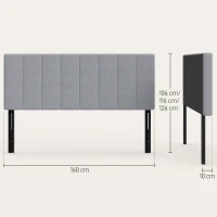HOMCOM Kopfteil 3-fach höhenverstellbar Bettkopfteil mit Metallbeinen Leinenoptik für Schlafzimmer 160x10x106/116/126 cm Grau(m-3)