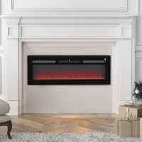 HOMCOM 127cm/50" Electric Fireplace, 2000W Recessed and Wall Mounted Electric Fire with Remote Control, 9 Flame Colour and Crystal, Black(m-9)
