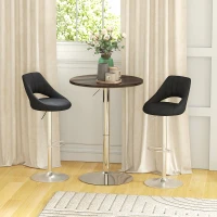 HOMCOM Masă Înaltă de Bar, Reglabilă pe Înălțime, cu Blat Rotativ și Bază din Oțel, Ø60x69-91cm, Maro(m-10)