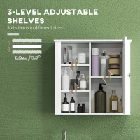 HOMCOM Bathroom Cabinet, Modern Bathroom Wall Cabinet with Adjustable Shelves and Cupboard, 53W x 15D x 51H cm, White(m-6)