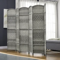 HOMCOM Biombo Dobrável de 6 Painéis Divisor de Ambientes 270x180 cm Ecrã de Privacidade de Polipropileno para Quarto Cinza Misto(m-10)