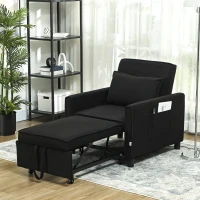 HOMCOM Schlafsessel, verstellbar, 3 Positionen, Cordbezug, bis 120 kg, Schwarz(m-10)