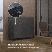 Outsunny Suport pentru lemne pentru interior și exterior din metal cu husă pentru lemne și prelată, 120x36x99 cm, negru(m-4)