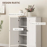 HOMCOM Bufet de bucătărie cu 4 uși, 2 dulapuri și raft reglabil, 58,2x30x123 cm, alb(m-5)