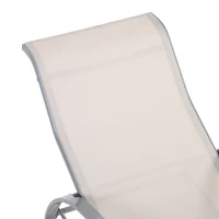 Outsunny Set de 2 Șezlonguri și Măsuță cu Blat din Sticlă, 59x169x66 cm, Crem(m-8)