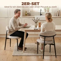 HOMCOM Esszimmerstühle Gepolstert Küchenstühle mit Stahlbeinen Beige(m-5)