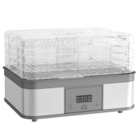 HOMCOM 5 Tier Food Dehydrator, 245W Stainless Steel Food Dryer Machine with Adjustable Temperature, Timer and LCD Display for Drying Fruit, Meat, Vegetable, Jerky and Pet Treat, Grey(m-1)